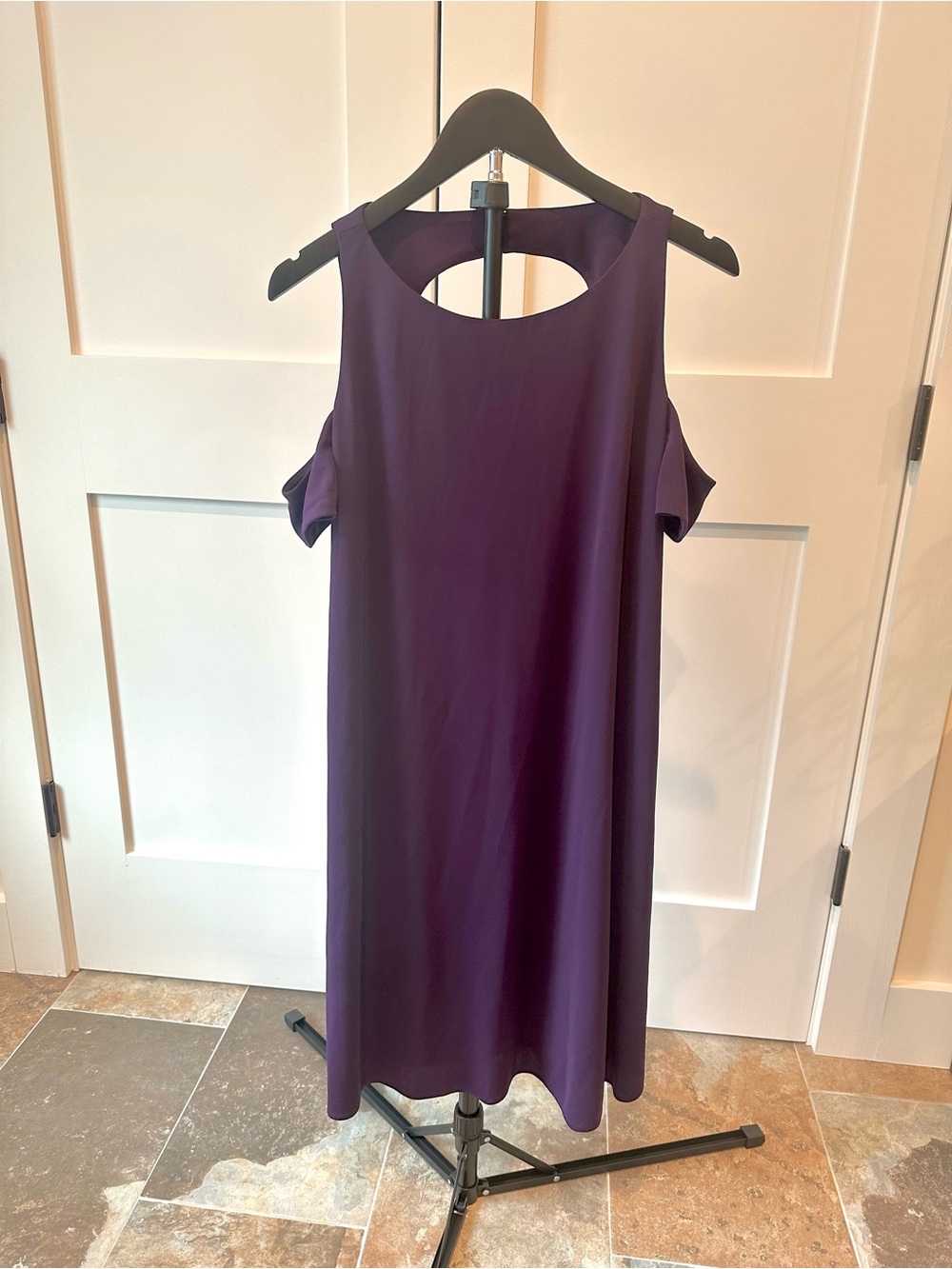Ralph Lauren Plum Purple Cold Shoulder Dress Keyhole Back Size 14